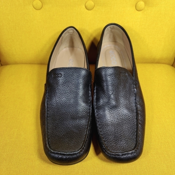 Ecco Driving Loafer Black Pebbled Leather Slip On Casual Men's Shoes Sz 11-11.5 - Picture 2 of 10